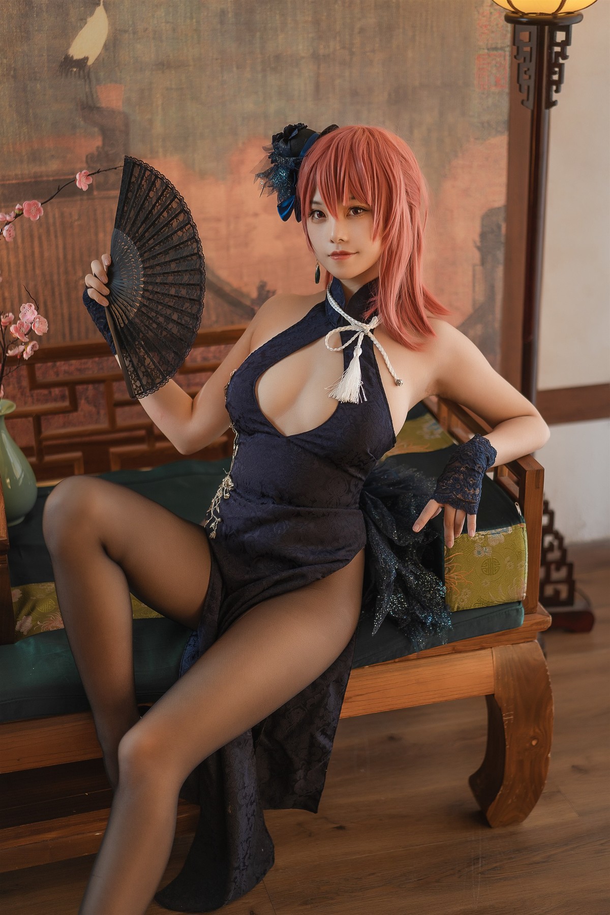 蜜汁猫裘 Cosplay 黑太子旗袍